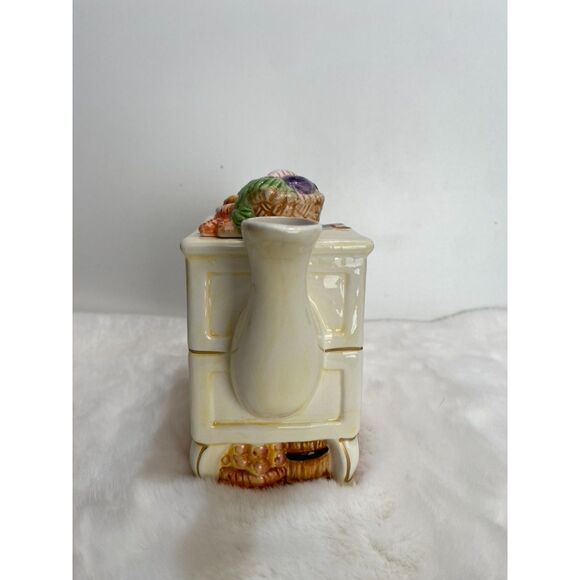 Ceramic Kitchen Stove with Kettle Food Towels Fruit Basket Decorative Tea Pot - Picture 4 of 5